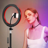 33cm RGB LED Ring Light With Tripod Stand Phone Clip Colorful Photography Lighting