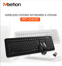 Meetion Wireless Keyboard and Mouse Bundle C4120 (White)