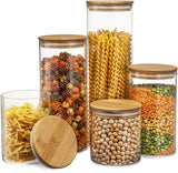 Pack of 5 Clear Glass Air Tight Food Storage Jars
