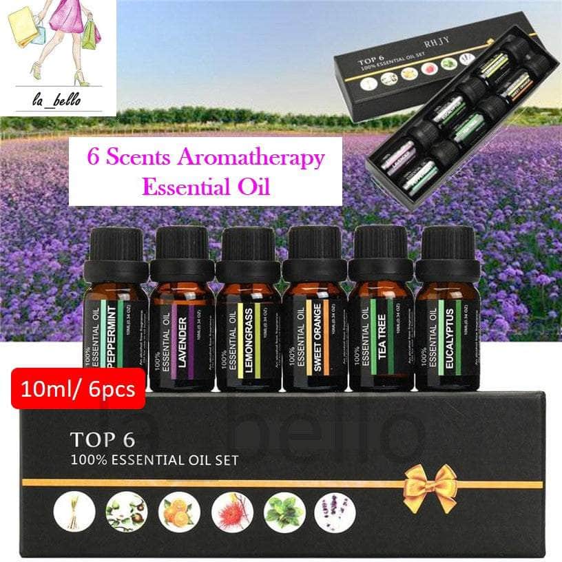 100% Pure Natural Aromatherapy Essential Oil (6 x 10ml)