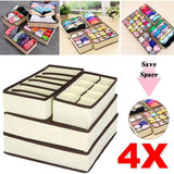 Set of 4 Underwear Drawer Organisers Beige - Thicken variant
