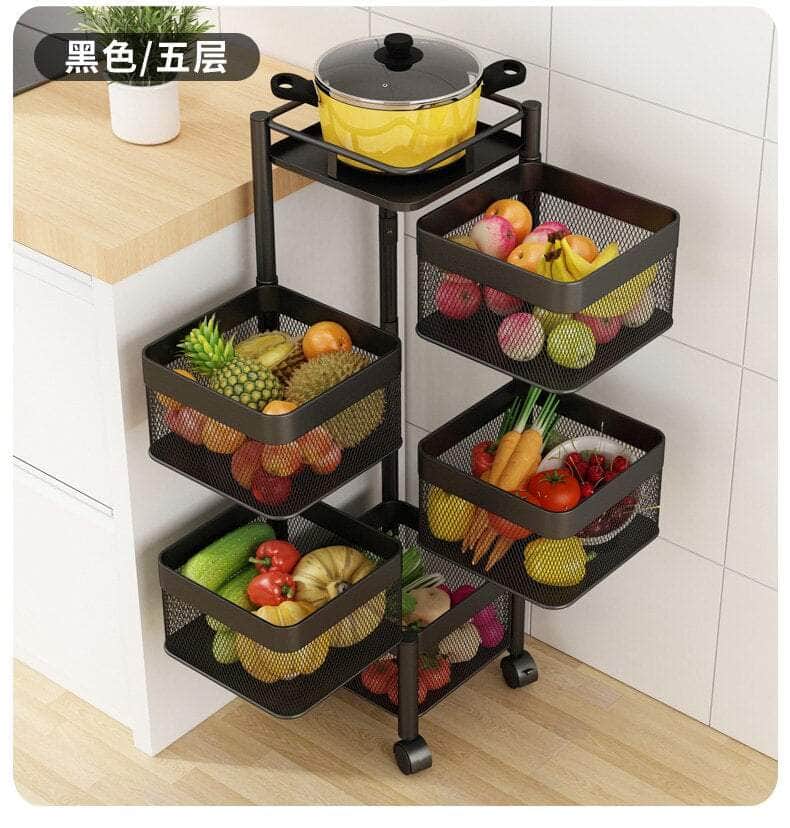 Kitchen Circule Rack 5-layer Kitchen Rotating Rack Square – TIPRIX.MU