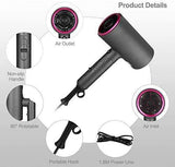 Mini Portable Foldable Hair Dryer Travel 1400W - Ionic