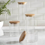Pack of 5 Clear Glass Air Tight Food Storage Jars