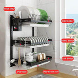 Stainless Steel 304 Kitchen Dish Rack Wall Mounted