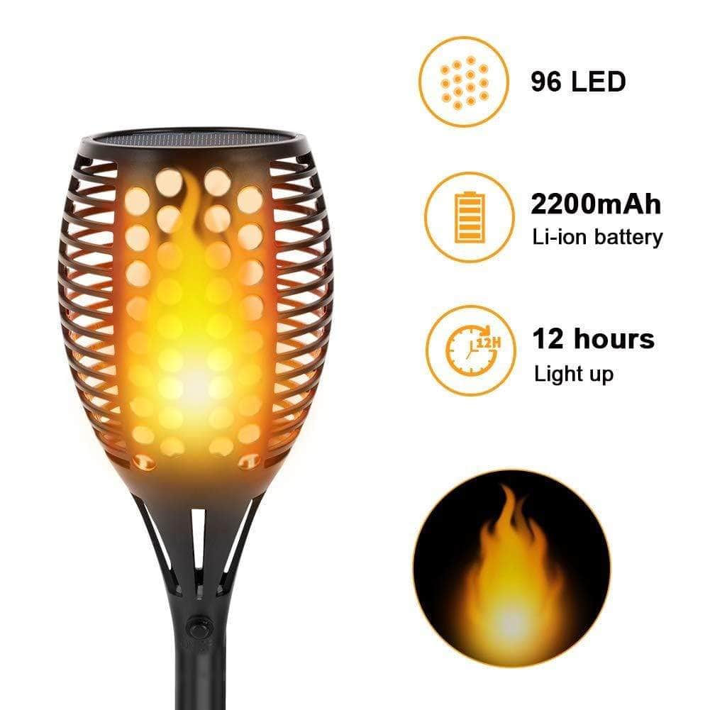 Solar Torch Lights,Dancing Flame Lighting 96 LED