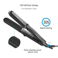 Hair Crimper, Crimping Irons Hair Straightener Flat Iron with 4 Interchangeable Tourmaline Ceramic Plate
