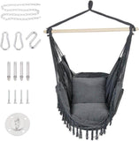 Large Macrame Hanging Chair with Pocket with 2 Cushions