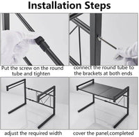 Single Microwave Oven Rack (Color : Black, Size : 43-60x36x32cm) with 3 hooks