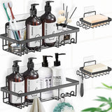 [4 Packs] Shower Caddy,Adhesives Shower Organizers ,Stainless Steel Wall Rack Basket Mounted For Bathroom Toilet & Kitchen