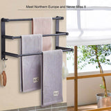 Towel Rail 3-Tier Bath Towel Rack with Hooks 60CM