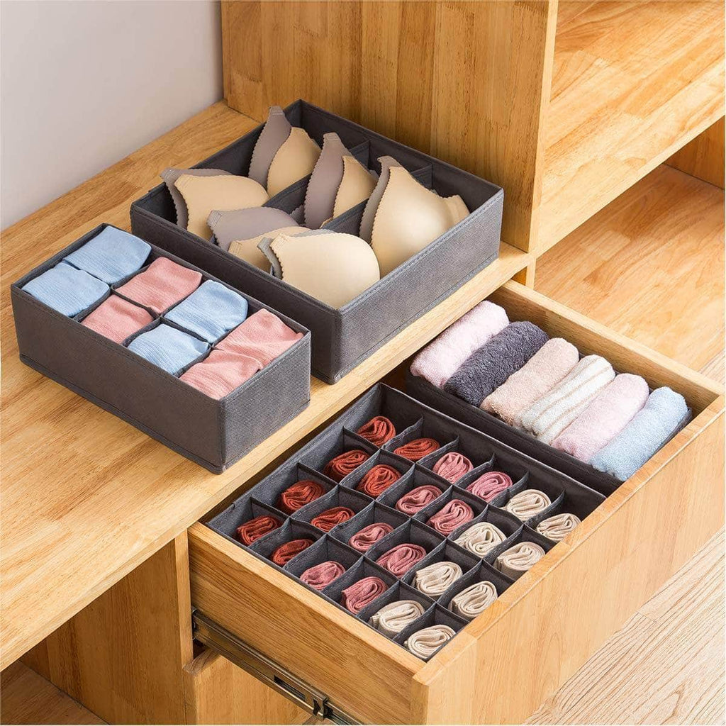 Set of 4 Underwear Drawer Organisers, Foldable Bra Drawer Organiser Cl –