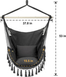 Large Macrame Hanging Chair with Pocket with 2 Cushions