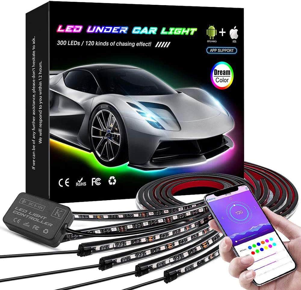 KORJO Car Underglow Lights, 6 Pcs Bluetooth Led Strip Lights with Dream KORJO Car Underglow Lights, 6 Pcs Bluetooth Led Strip Lights with Dream