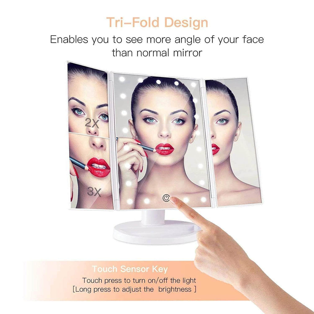 Makeup Mirror with Lights 21 Led Light Up Mirror 2X/3X Magnification Vanity Mirror ,Lights Touch Screen 180 Degree Rotation Dual Power Supply