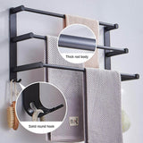 Towel Rail 3-Tier Bath Towel Rack with Hooks 60CM