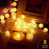 Solar String Lights Warm white, 20 LED 5M Solar Globe String Lights Outdoor, 8 Mode
