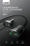 LDNIO C502 5.1A 4 Ports USB Car Charger With Extension Cable