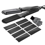 Hair Crimper, Crimping Irons Hair Straightener Flat Iron with 4 Interchangeable Tourmaline Ceramic Plate