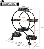 Metal Plant Stand, Indoor Flower Pot Stand with Wheels, 4 Tier 6 Flower  Potted Holders