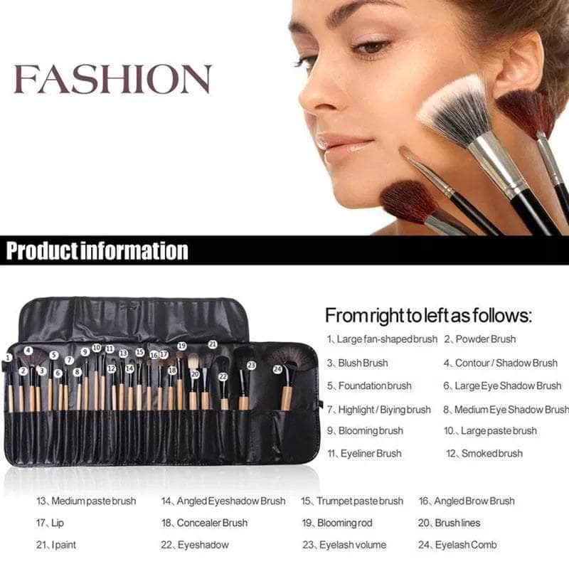 24pcs Makeup Brush Sets Professional Cosmetics (Black Pouch included)