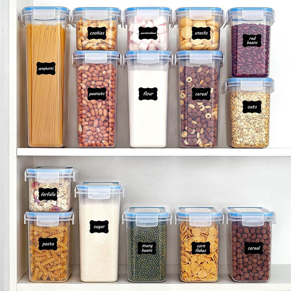 15pcs BPA Free Plastic Dry Food Canisters for Kitchen Pantry Organization