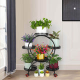 Metal Plant Stand, Indoor Flower Pot Stand with Wheels, 4 Tier 6 Flower Potted Holders