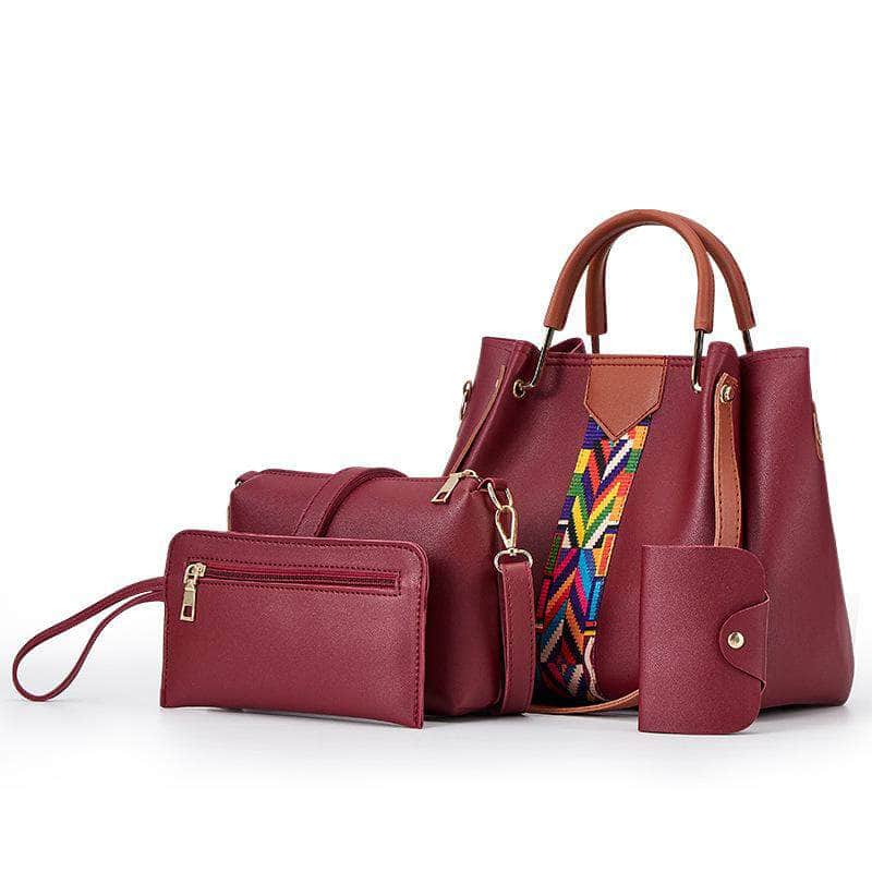 Women Fashion Shoulder PU Leather Ladies Bag Set 4 Pcs Handbag Sets