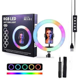 33cm RGB LED Ring Light With Tripod Stand Phone Clip Colorful Photography Lighting