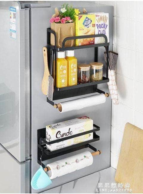 Magnetic kitchen storage rack towel cling film storage Single and double combo