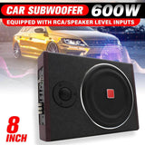 600W Black Ultra-Thin Under-Seat Car Active Subwoofer Speaker