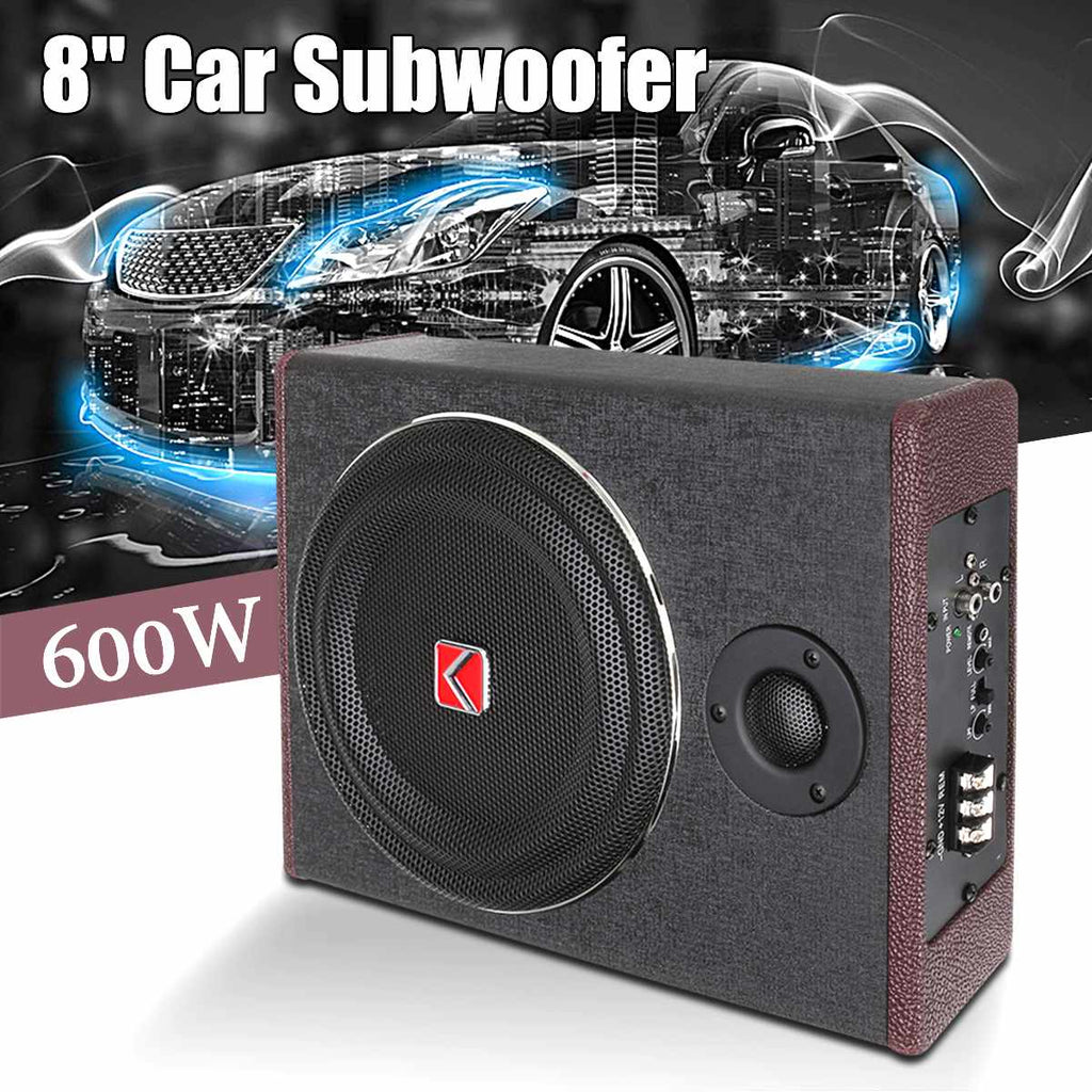 600W Black Ultra-Thin Under-Seat Car Active Subwoofer Speaker