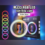 33cm RGB LED Ring Light With Tripod Stand Phone Clip Colorful Photography Lighting