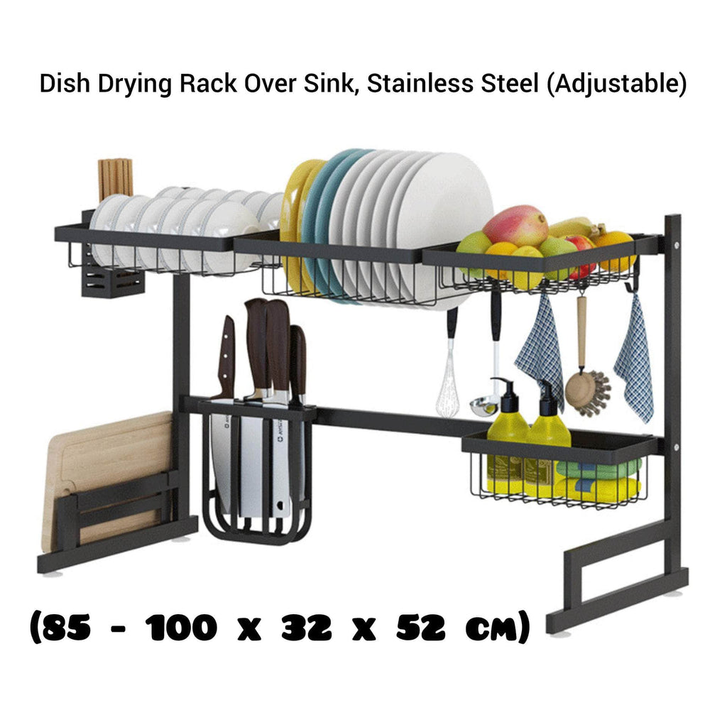 Dish Drying Rack Over Sink, Stainless Steel - [85 - 100 x 32 x 52 cm] (Adjustable)