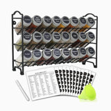 Spice Rack Organizer with 24 Empty Square Spice Jars + Labels + Funnel