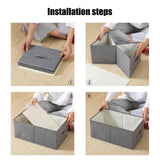 Set of 3 Wardrobe Drawer Organizer L Box High Quality Waterproof Cotton Linen