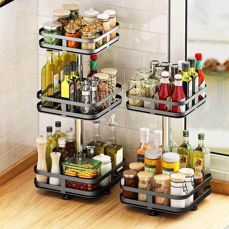 360 Rotatable Tray Spice Jar Plate Kitchen Storage Rack