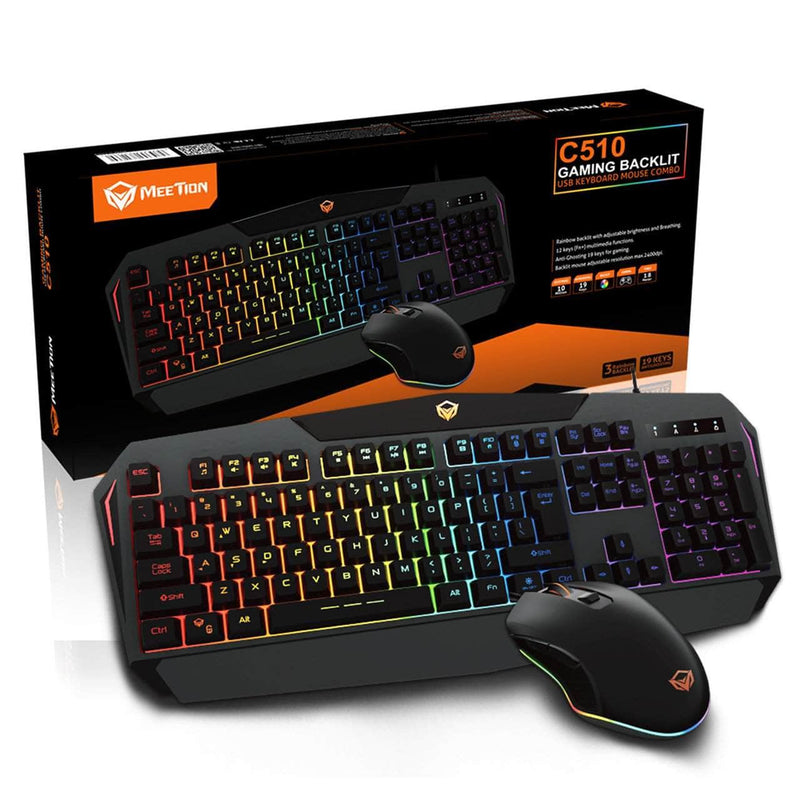 MEETION C510 Rainbow Backlit Gaming Keyboard and Mouse Set