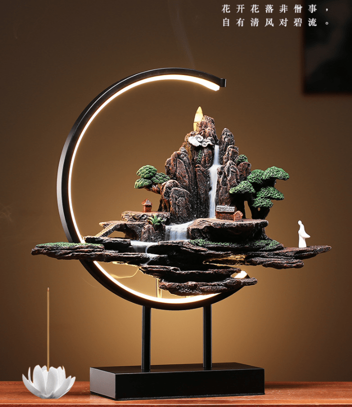 Large Backflow Incense Burner Holder Lamp Waterfall Statue Mountain Aroma Burner Candle Aroma