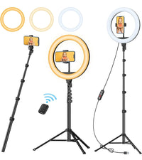 Selfie Ring Light with Tripod Stand Remote Mobile
Holder Photography 10.2inch