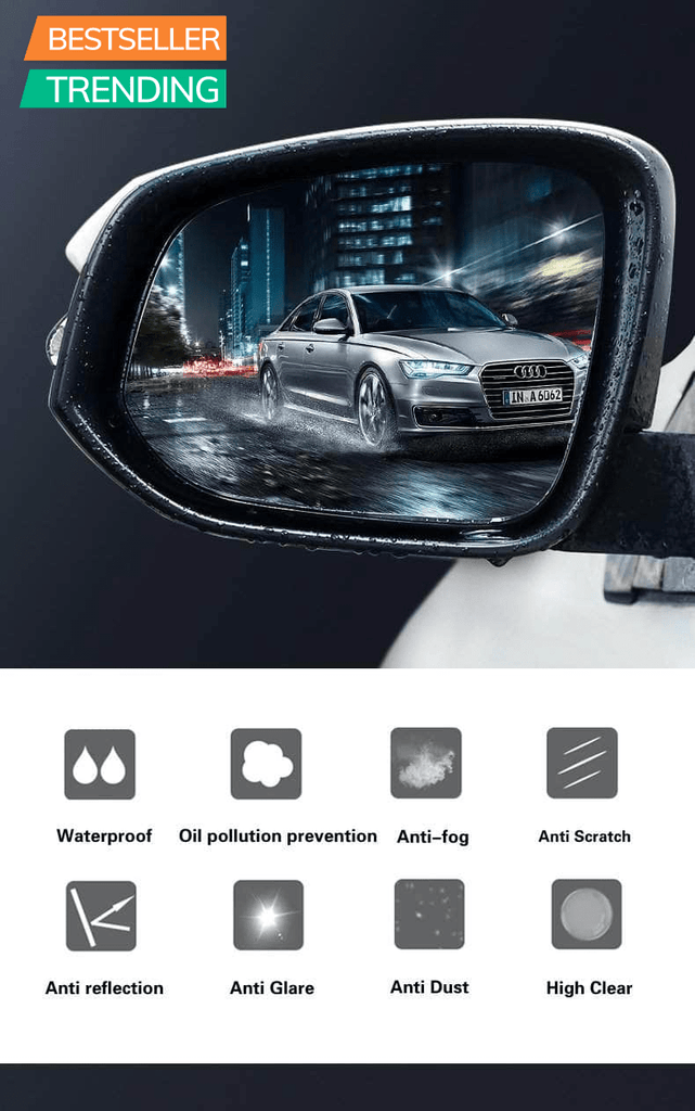 2PCS Car Rearview Mirror Anti-fog Film - Transparent