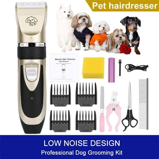 Dogs and Cats Hair Trimmer Grooming Clippers Kit Rechargeable Cordless (White)