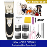 Dogs and Cats Hair Trimmer Grooming Clippers Kit Rechargeable Cordless (Gold)