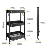 Multi-Functional Folding Storage Trolley Metal Rack