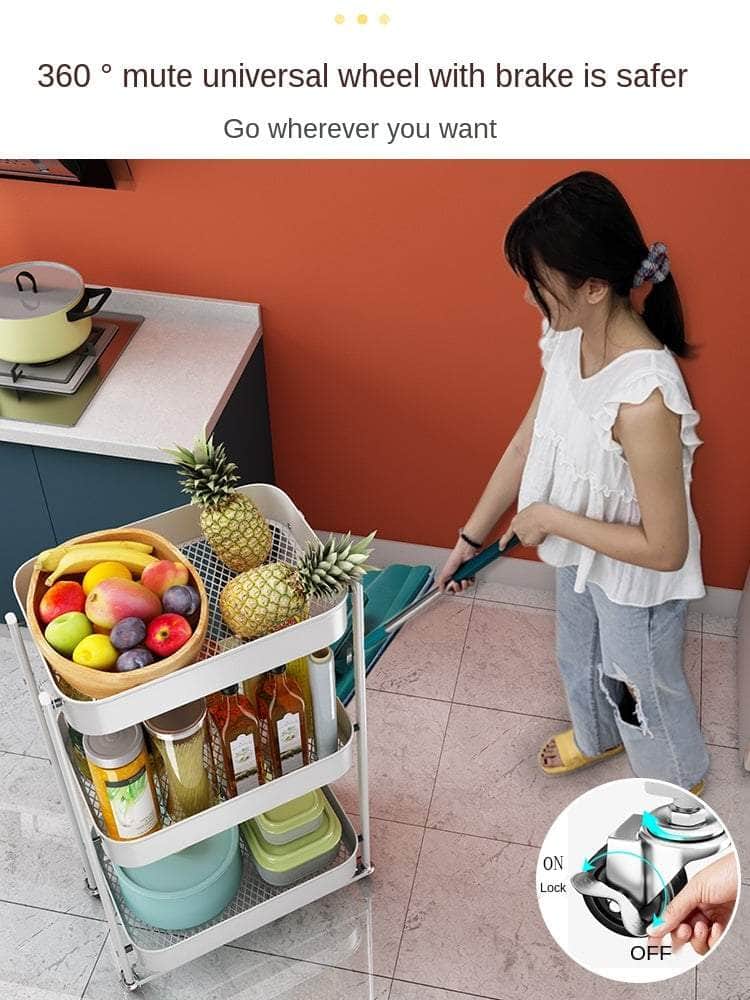 Multi-Functional Folding Storage Trolley Metal Rack