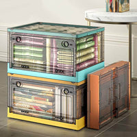 Foldable Storage Box Storage Finishing Household Transparent Storage Box with Wheel Book Toy Thickened Storage Box Organizer