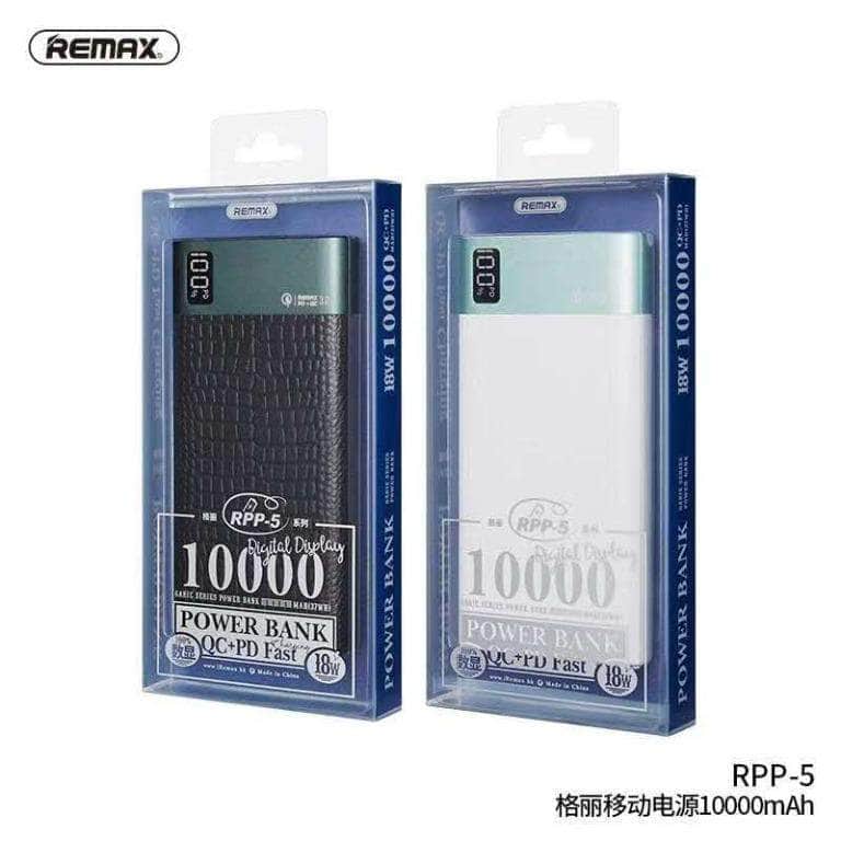 REMAX Garie Series RPP-5 10000mAh 18w 2 Ways QC + PD Fast Charge Digital Display Dual USB & Type C Output Powerbank