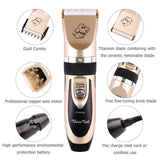 Dogs and Cats Hair Trimmer Grooming Clippers Kit Rechargeable Cordless (Gold)