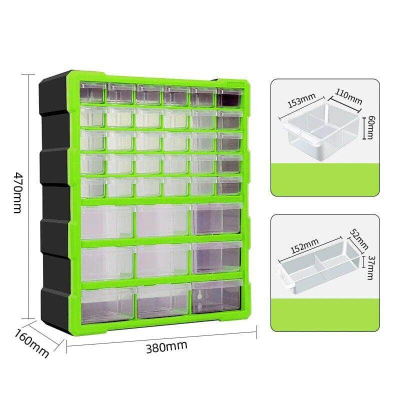 High Quality Toolbox Multi-grid Drawer type Component Storage Box (Green)