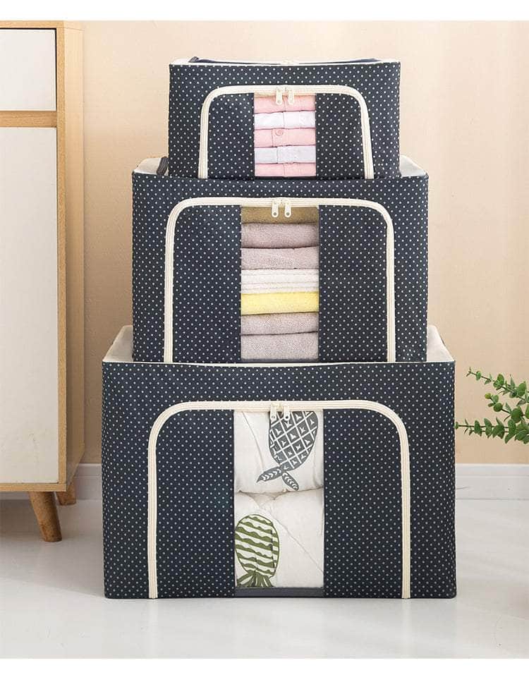 Foldable Clothes Storage Bag, Set of 3 Underbed Storage Box Bag, Waterproof  Thick Non-Woven, for Quilts Blankets Pillows Toys Jackets Clothes, 48 x 35  x 20 cm (Grey)